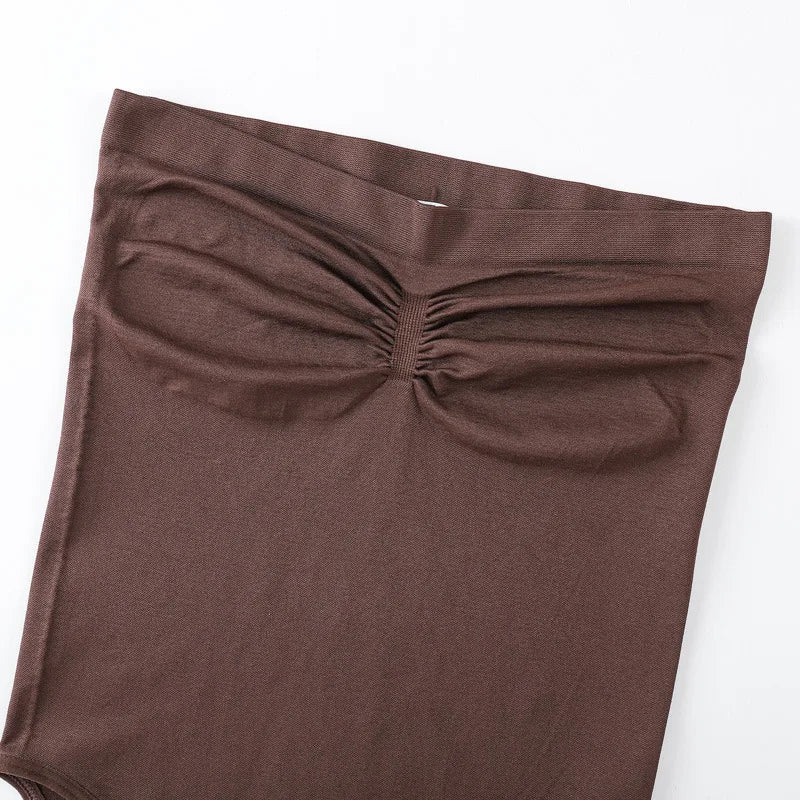 Women's Seamless Bandeau Bodysuit With Ruched Bust Detail