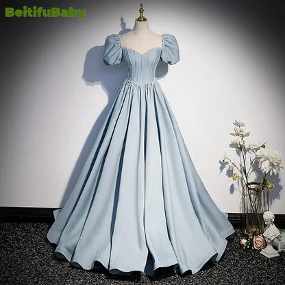 Palace Style Women's Evening Dresses Light Luxury Satin Lace-up Slimming Banquet Ball Gown Skirt Prom Dress Vestidos