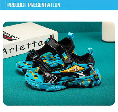 4 Colors Breathable Kids Sandals Boys Girls Lightweight Soft Sole Summer Beach Shoes Casual Comfortable Flat Walking Sandalias