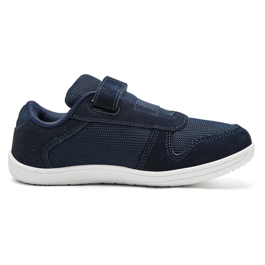 Kids Wide Toe Barefoot Shoes Little/Big/Kid Hook Loop Minimalist Sneakers Artificial Leather Mesh Lightweight Shoes