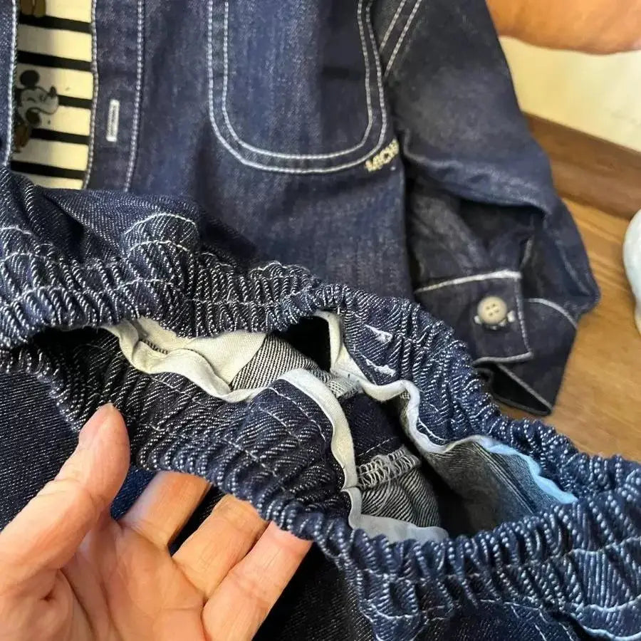 Korean Spring Autumn Sibling Costume Children's Loose Denim Jacket Jeans Suit Boys Girls Long Sleeve Top and Bottom 2 Pcs Set