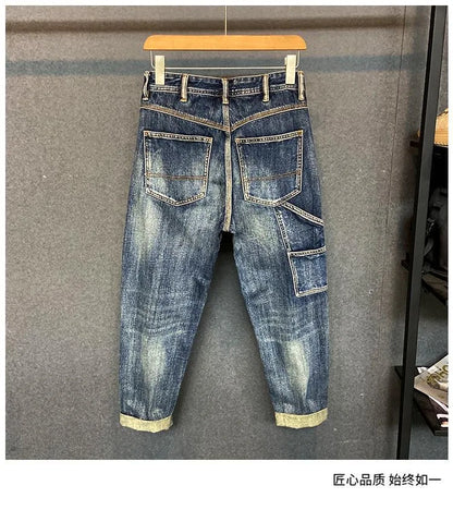Autumn and Spring Fashion Trend American Vintage Straight Leg Denim Pants for Men Casual Loose Comfortable High Quality Pants