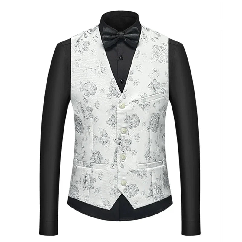 26 Colors Men's Suit Vest Single-breasted V-neck Vests Jacket Men Wedding Party Waistcoat Red Blue Green White Pink