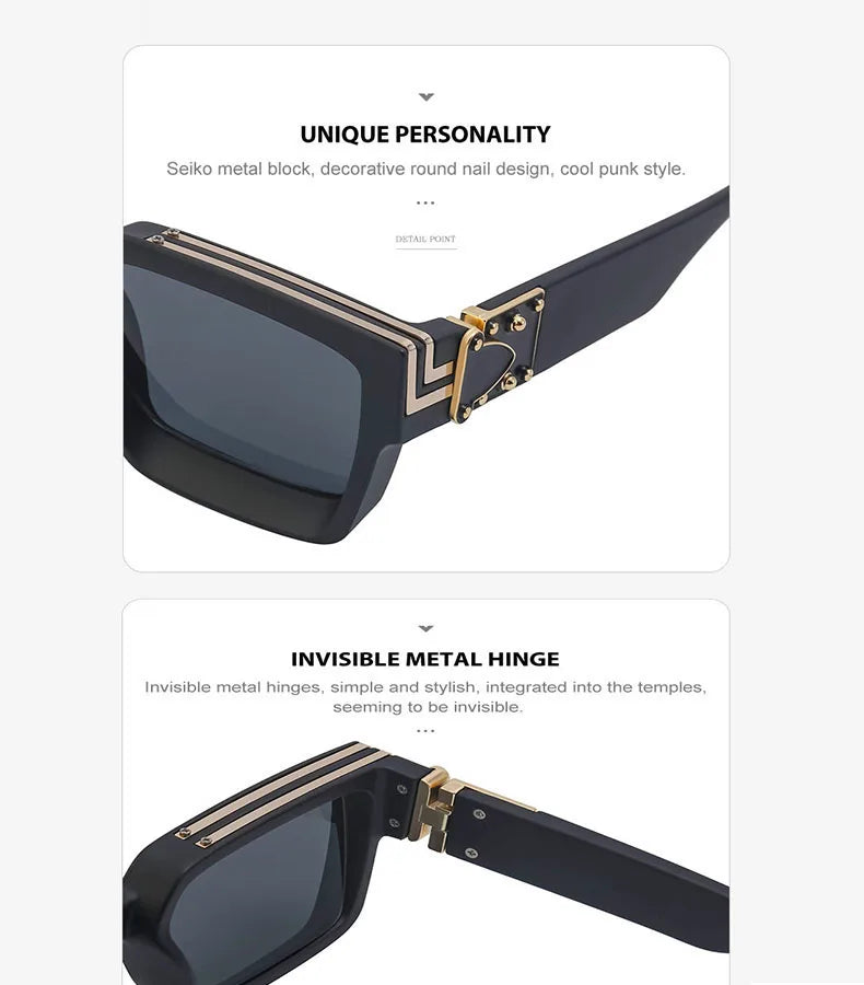 Retro Millionaire Sunglasses For Men Luxury New Square Sunglasses Women Trendy Vintage Luxe Fashion Glasses Gafas De Sol Hombre