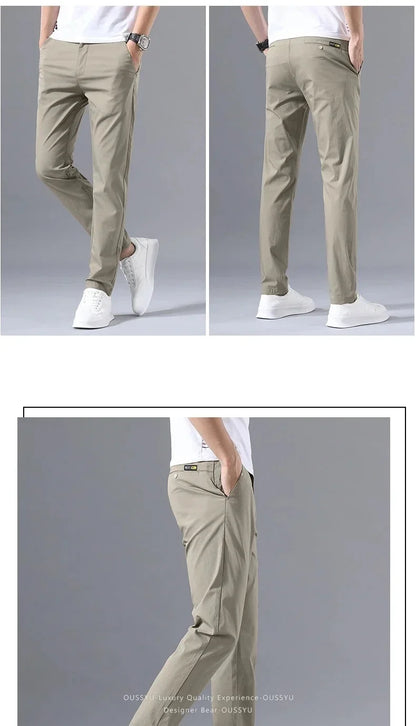 Summer Thin Slim Casual Pants Men Classic Business Cotton Stretch Golf Trousers Korean Male Clothing Work Khaki Chino Pants Man