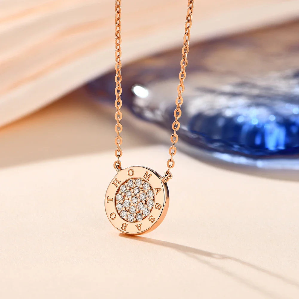 1.4mm D Color Moissanite Round Brilliant Cutting Rose Gold Plated 925 Sterling Silver Necklaces Wholesale Fine  Jewelry