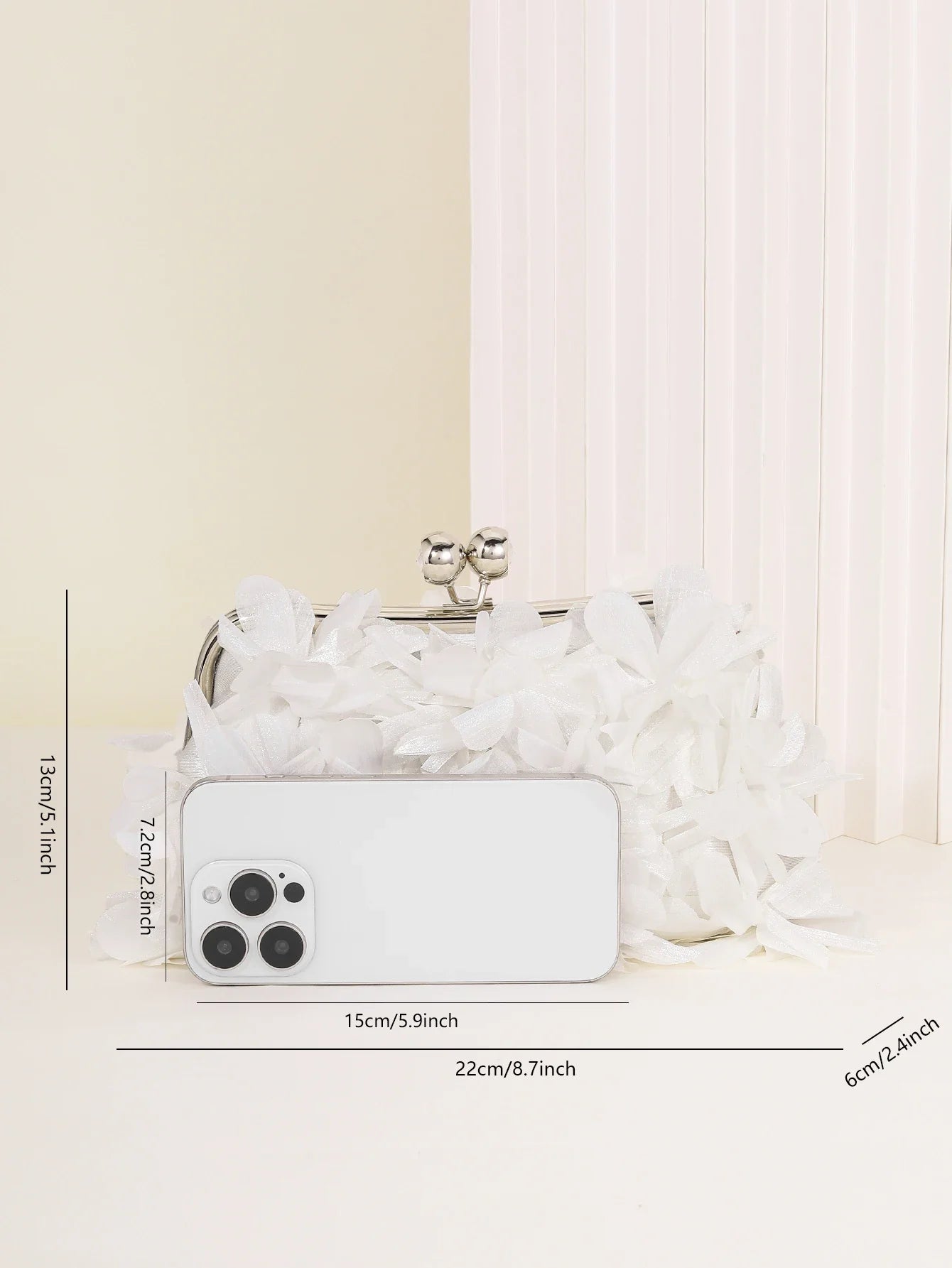 3D Floral Decor Clutch Bag, Elegant Silk Appliques Dinner Purse For Wedding Party Prom Banquet - Perfect for Wedding， Party