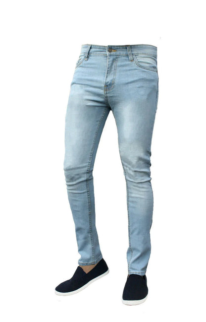 New High Quality Classic Style Slim Jeans Pants for Men Street Pants Male Stretch Denim Trousers Light Blue Skinny  Pencil Pants