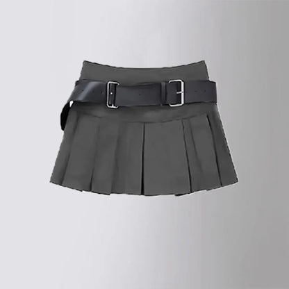 Girls Pleated Skirt Brown Casual All-match Cargo Skirt for Kids 3-13 Years Children Short A-line High Waist Tutu Skirt with Belt
