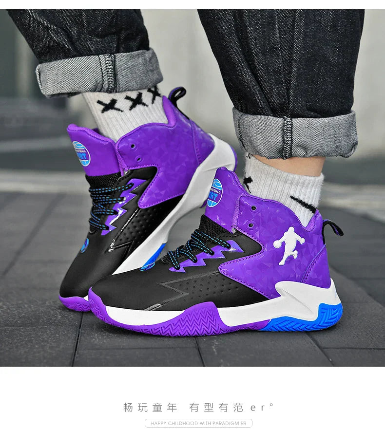 Children Basketball Shoes For Boys Girls Trainers High Top Sneakers Kids Training Shoes Outdoor Non-slip Children's Sports Shoes