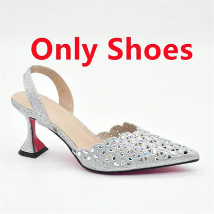 Latest Orange Designer Shoe and Bag Sets From Italy Shoe Woman Summer 2025 Wedding Fashion Party Shoes and Bag Match for Women