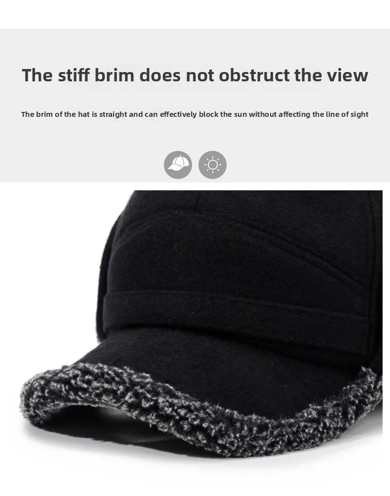 Autumn and Winter New Warm Lei Feng Hat Men's Father Outdoor Leisure Thickened in The Elderly Fleece Hat Baseball Cap Ear Cap