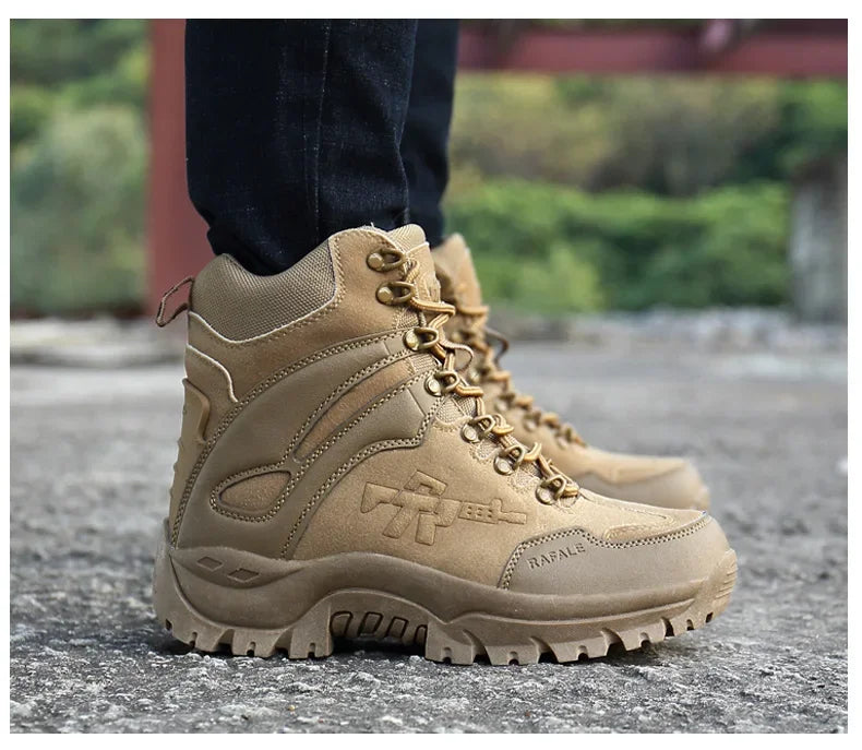 New Men Tactical Boots Army Breathable Desert High Quality Unisex Waterproof Male Hunting Boots Ankle Work Climbing Hiking Shoes