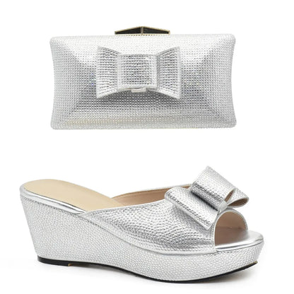 Latest Design Women Shoes and Bag Set Decorated with Rhinestone Wedding Shoes Bride Ladies Shoes Heels Party Women Pumps