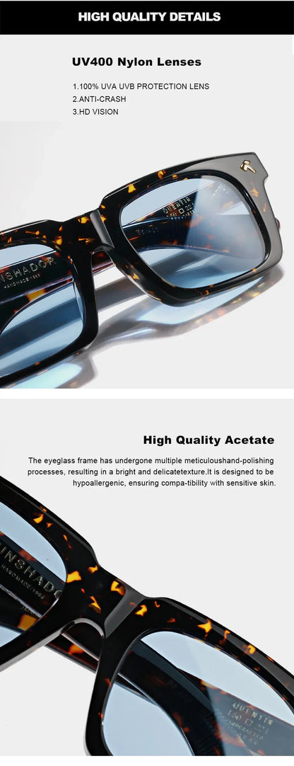 Top Quality Luxury Square Acetate Men Sunglasses Women Classic Sunglasses Outdoor UV400 Protection Custom Prescription Lenses