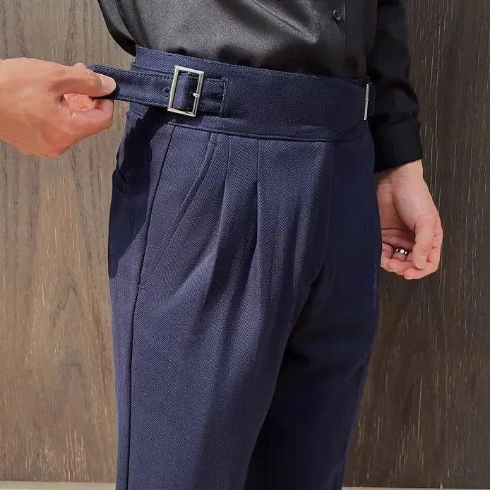 2025 New Naples High Waist Mens Suit Pants Double-Blade Gurkha Chino Slim Fit Trousers Fashion Men Wedding Party Casual Pant