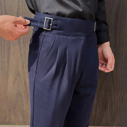 2025 New Naples High Waist Mens Suit Pants Double-Blade Gurkha Chino Slim Fit Trousers Fashion Men Wedding Party Casual Pant