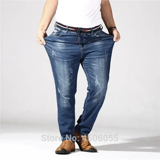 Distressed Extra Large Jeans For Men Stretch Denim Trousers 6XL 7XL 8XL Big Plus Size Mens Ripped Pants 160KG Male Elastic Jean