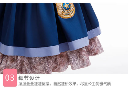 Girls Judy Bunny Police Officer Dress Disney Zootopia 2 Bunny Costume for Kids Cosplay Dress With Accessories Fancy Outfits