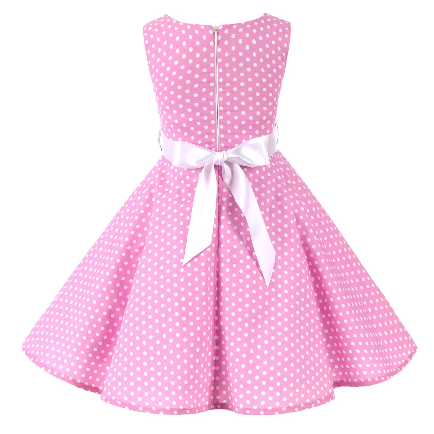 Girl's Retro Dress,Summer Princess Sleeveless Polka Dots Cotton Lightthin Romantic Floral 50s Vintage Dress Party Wedding Daliy