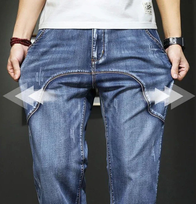 Male Cowboy Pants Straight Trousers with Pockets Blue Jeans for Men Retro Baggy Buggy Autumn Clothing Washed Original Winter Xs