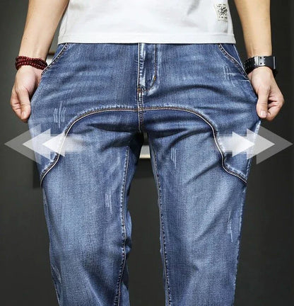 Male Cowboy Pants Straight Trousers with Pockets Blue Jeans for Men Retro Baggy Buggy Autumn Clothing Washed Original Winter Xs