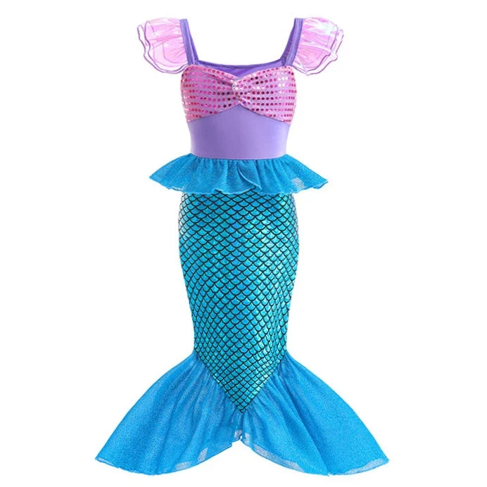 Muababy Princess Dress for Girls Aurora Belle Elsa Jasmine Cosplay Costume Party Halloween Carnival Outfit Kids 2-8Y Vestido
