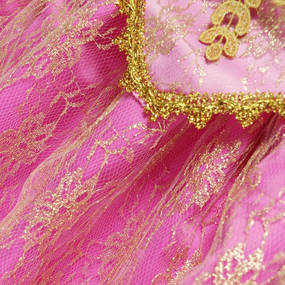 Girls Princess Dress Sleeping Beauty Aurora Cosplay Costume 2025 Kids Carnival Birthday Party Pink  Long Sleeve  Evening Dresses