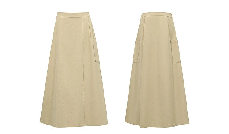 Women's A-Line Skirt 2026 Summer New Textured Relaxed Pocket Midi Culottes Versatile Casual Style Skirt For Women 12622124