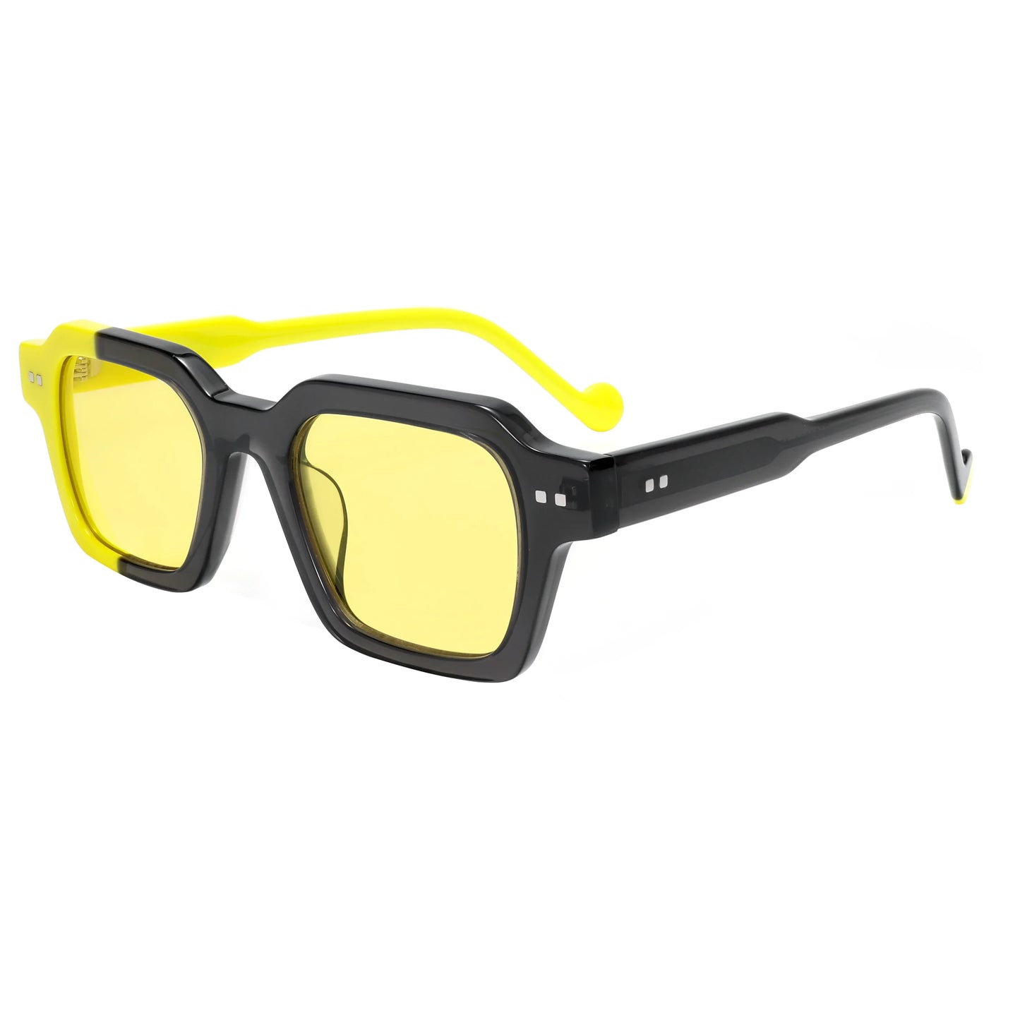 Square Frame Retro Sunglasses Asymmetric Two Tone UV400 for Women Men Polarized Outdoor Lightweight Secure Fit