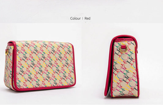 Women's Saddle Bag 2024 New Brand Letter Printed Flap Cross Shoulder Bag Retro Wide Shoulder Strap Single Shoulder Bag
