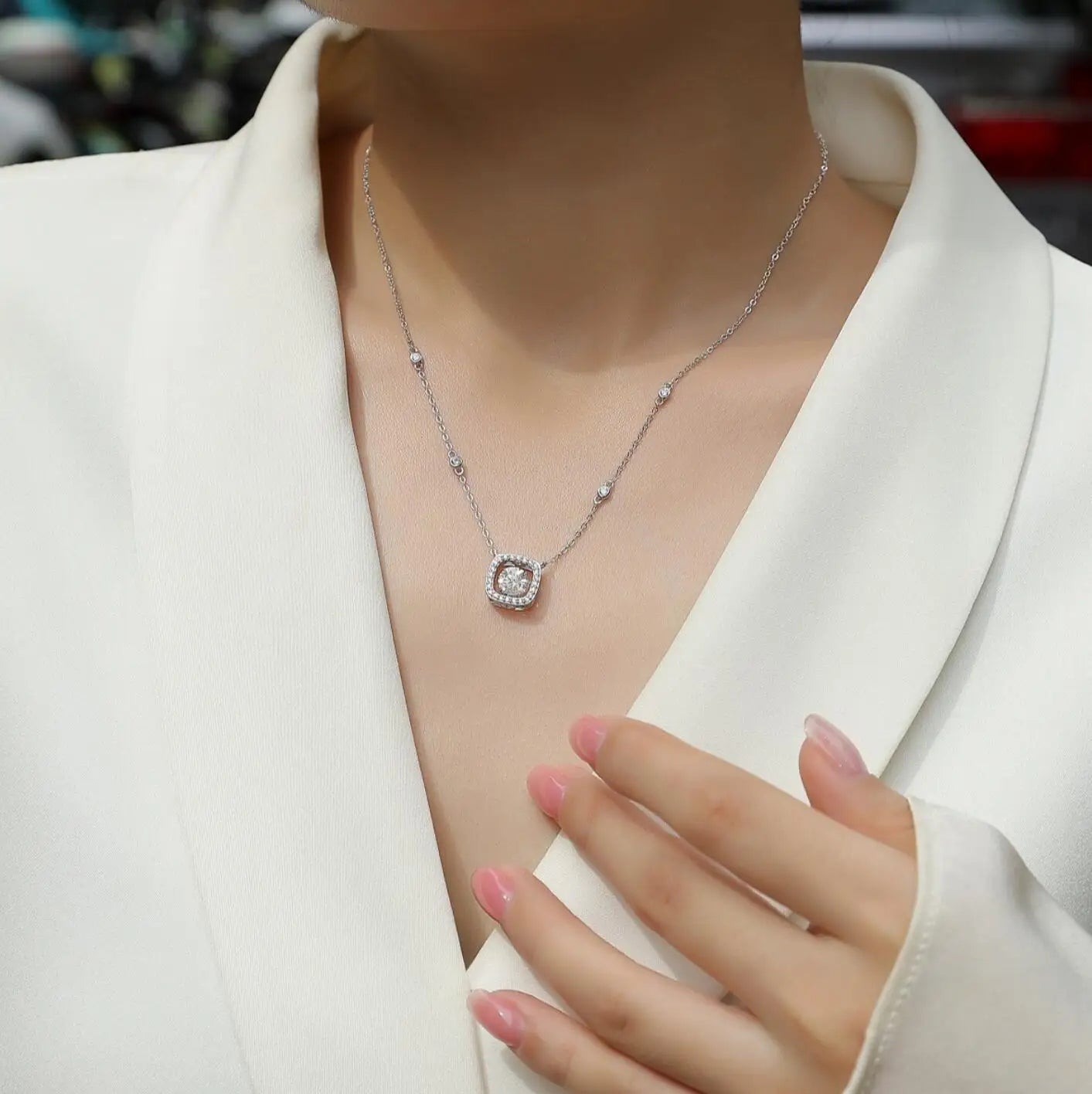 1CT GRA Certified Moissanite Necklace for Women Lab Created Diamond 925 Silver Pendants 18k Gold Plated Jewelry