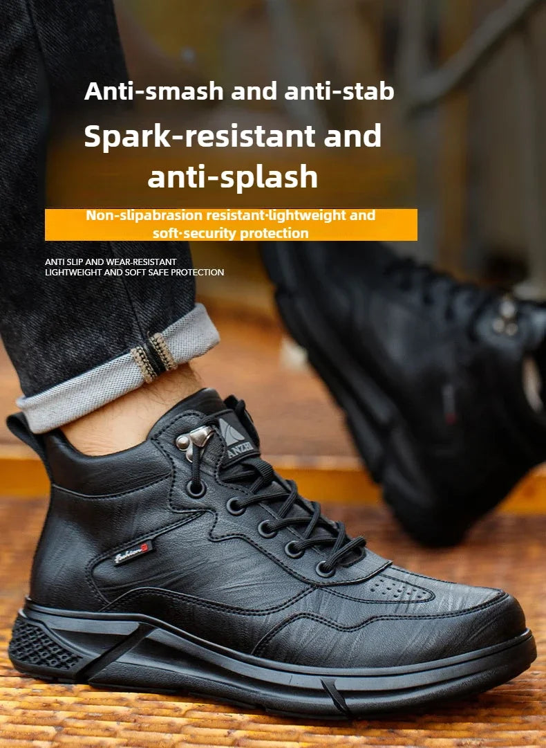 Comfortable safety sneaker for men winter anti-slip boots man construction indestructible black work boots steel nose work shoes