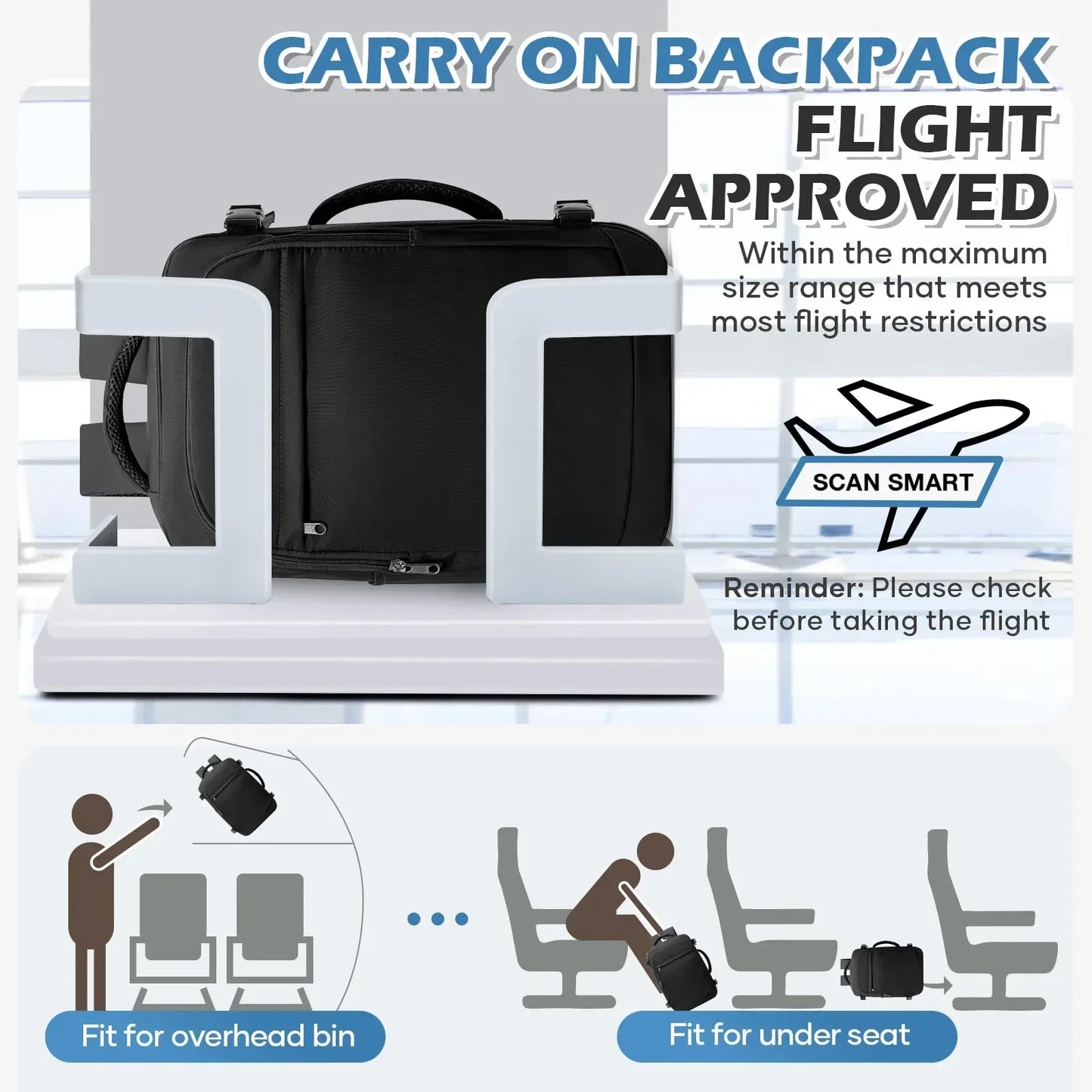 Men 15.6 inch Laptop Bag Cabin Airplane Travel Backpack 40x20x25, Able Carry Hand Luggage Backpack Ryanair, College Backpack