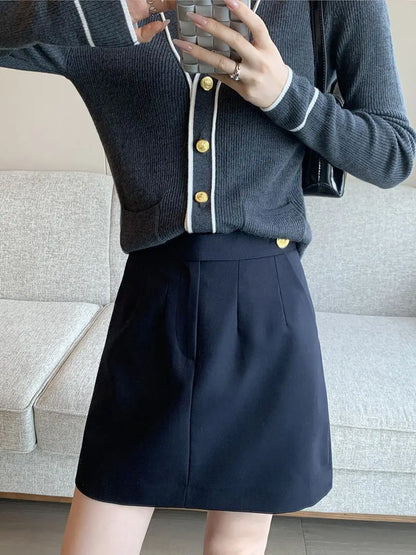 High end early autumn new fashionable small A-line skirt with buttocks wrapped, high-end gray half skirt  skirts