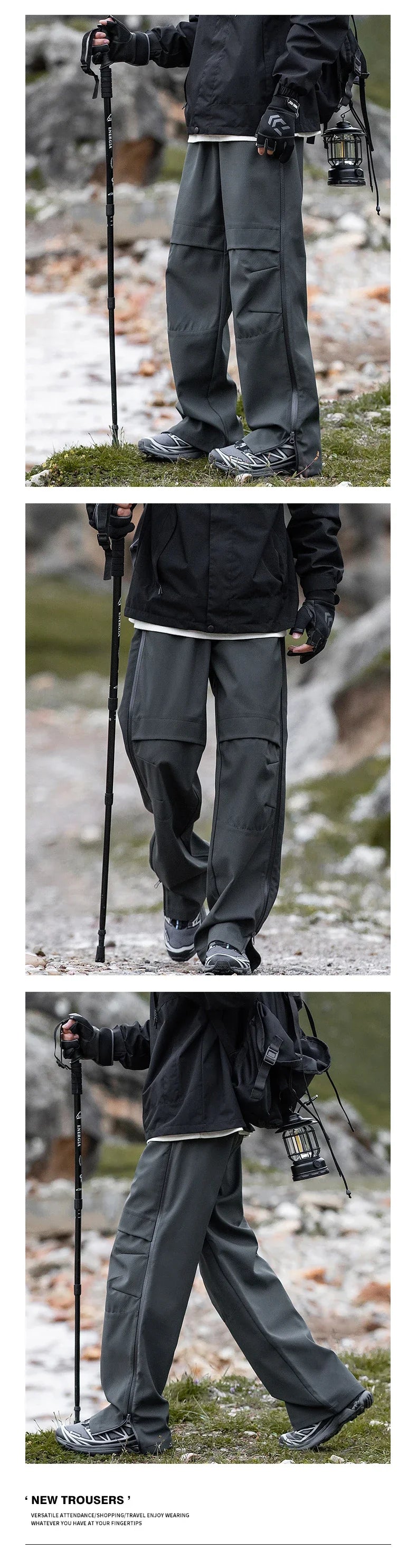Men's Hiking Pants Waterproof Windproof Breathable Overalls Trousers Side Zipper Trekking Camping Outdoor Sport Camping Pants