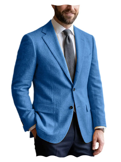 Men's Linen Blazer Notched Lapel 2 Button Slim Fit Suit Jacket Lightweight Breathable Men Business Wedding Party for Spring