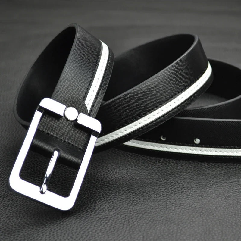 Luxury Brand Belts for Men &Women Unisex Fashion Shiny White Design pin Buckle High Quality Waist Leather Belts ceinture homme