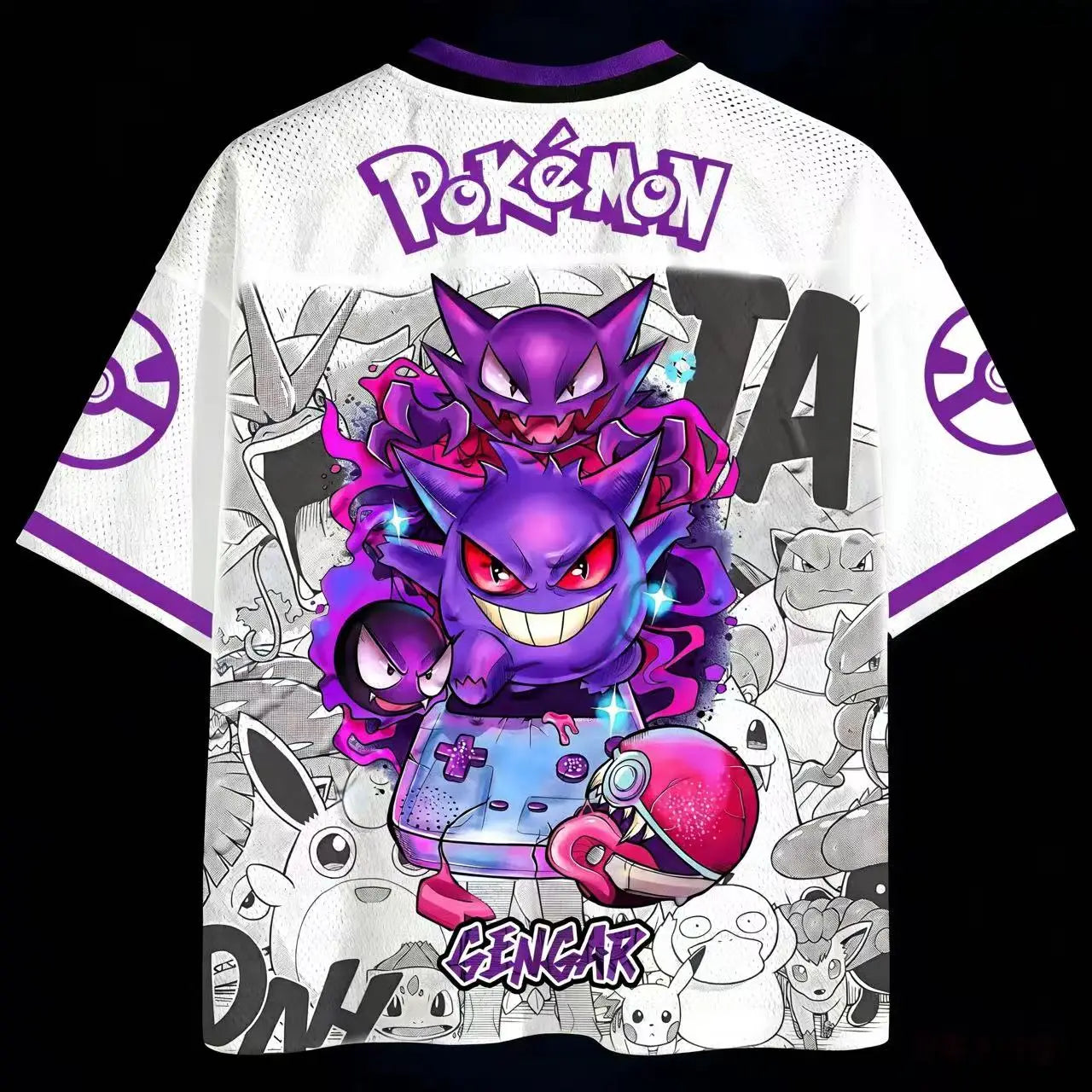 Summer 2026 Pokemon Series Themed Baseball Suit 3D Printed Breathable Quick Drying Short-sleeved T-shirt Adult Parent-child Top