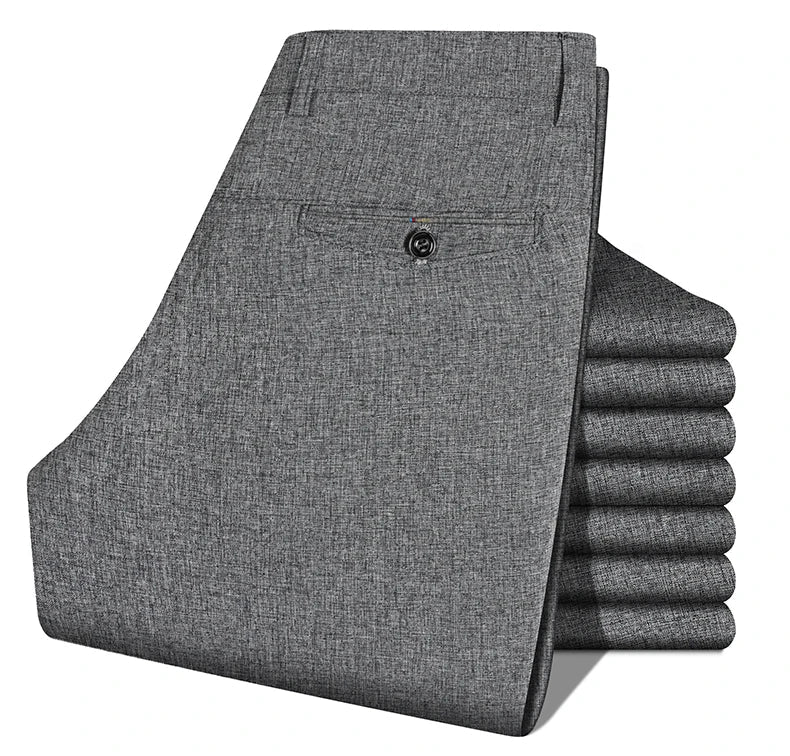 New Spring Summer Men's Linen Pants Male Dress Pants Solid Color Artificial Linen Suit Pants