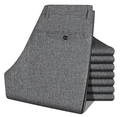 New Spring Summer Men's Linen Pants Male Dress Pants Solid Color Artificial Linen Suit Pants