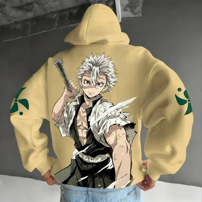 Demon Slayer: Kimetsu no Yaiba Men's Hoodie Shinazugawa Sanemi Anime Spring Autumn Winter Boy Long-sleeved Parent-child Outfit