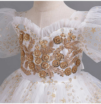8905 Girls' Flower Wedding Dress Long Sleeveless Summer Princess Rainbow Host Gift Performance Program
