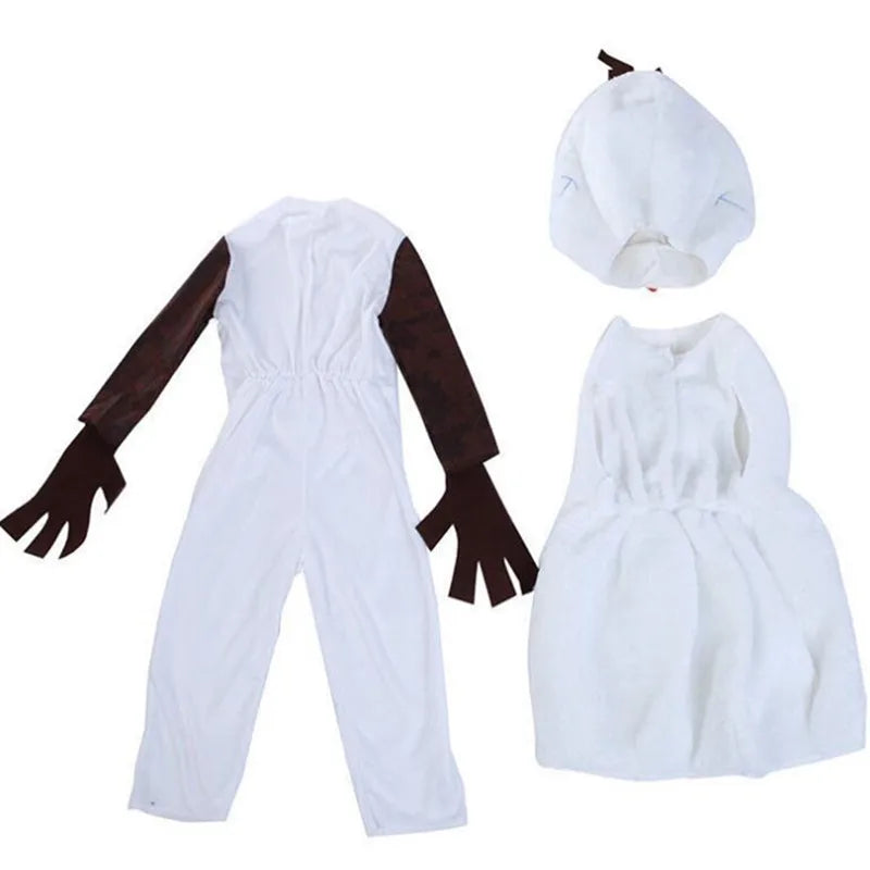 New Year Christmas Girls Olaf Cospaly Costume Frozen Deluxe Toddler Bodysuit Halloween Hooded Costume Party Gift Dress Up