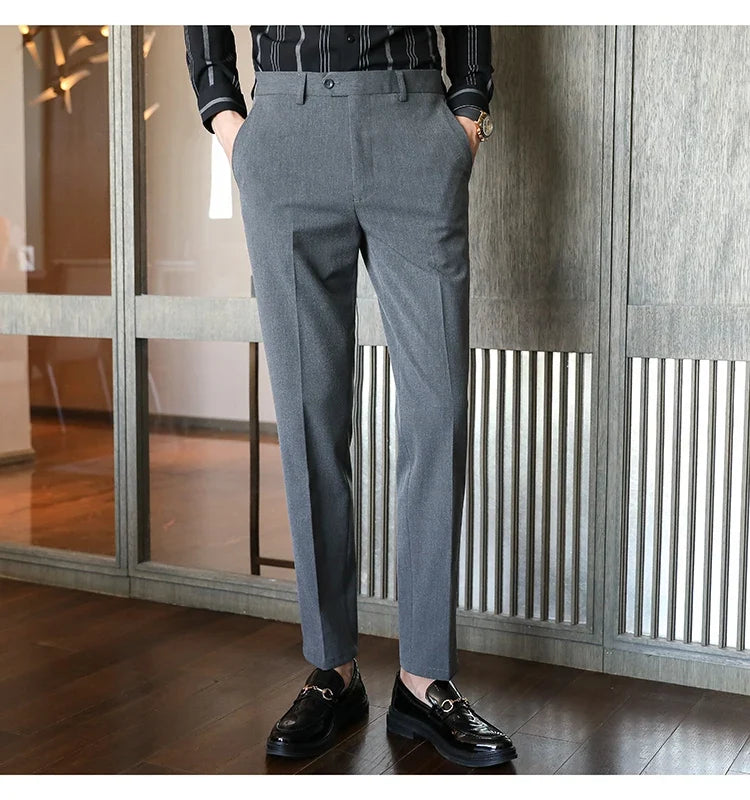 Plus size 40 38 Men Business Solid Suit Pant 2026 Spring Formal Slim Fit Wedding Trouser Mens Brand Fashion Casual Dress Pants