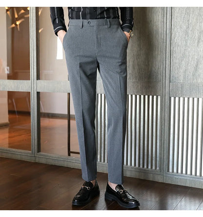 Plus size 40 38 Men Business Solid Suit Pant 2026 Spring Formal Slim Fit Wedding Trouser Mens Brand Fashion Casual Dress Pants