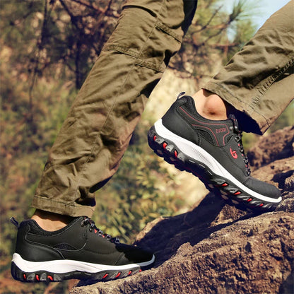 Men's Hiking Shoes Waterproof Leather Outdoor PU Shoes Wear-resistant Men Trekking Walking Hunting Tactical Sneakers