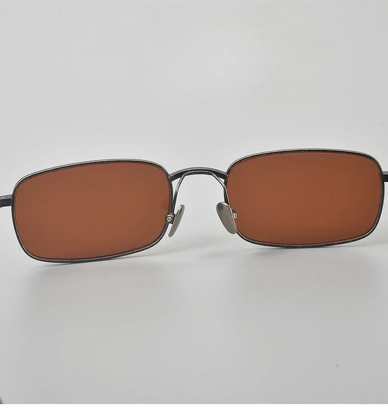 Top Quality Pure Titanium UV400 Protection Small Square Women Sunglasses Brand Ultra-light Rectangular Man Sun Glasses Eyewear
