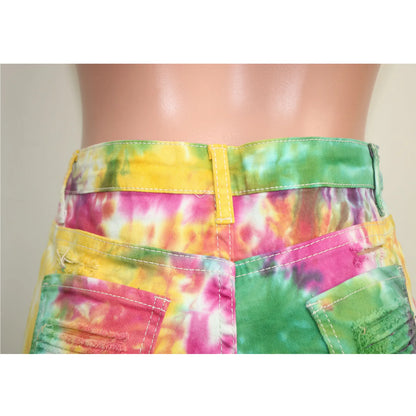 shorts women shorts hole denim high waist sexy print wholesale dropshipping