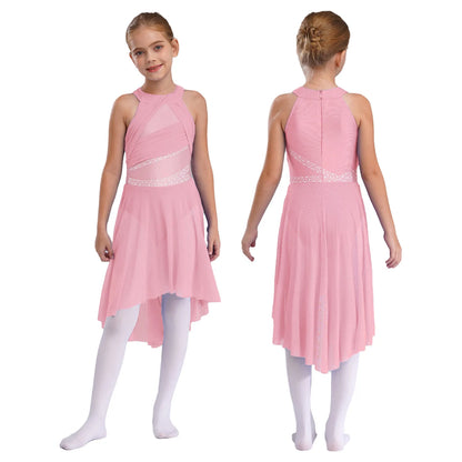 Toddler Girls Rhythmic Gymnastics Ballet Lyrical Contemporary Dance Costume Rhinestone Leotard Skating Jersey Tango Dresses